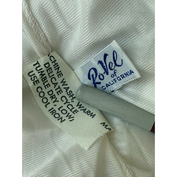 1960s Ro-Vel of California Babydoll Semi Sheer Pajama Top Size Med Ruffle Cream - Picture 5 of 8